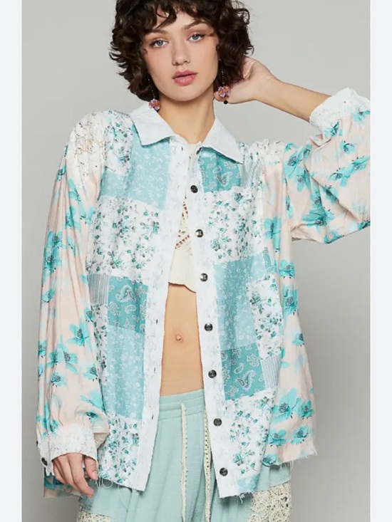 POL Tops - POL Where You've Been Oversized Lace Detail Top